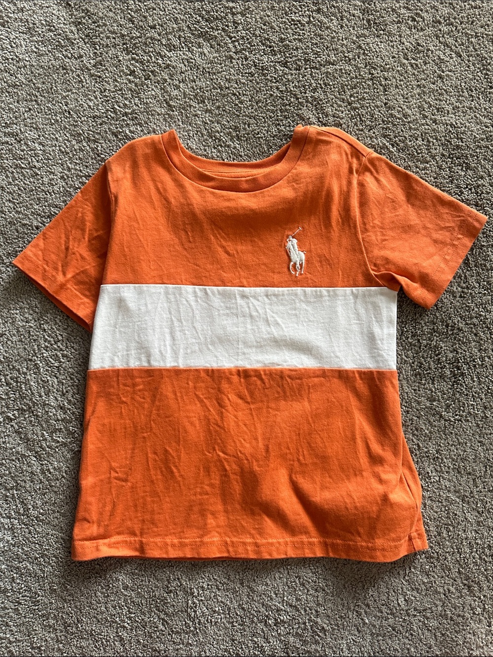 Ralph Lauren Orange & White Block Stripe Short Sleeve Tee